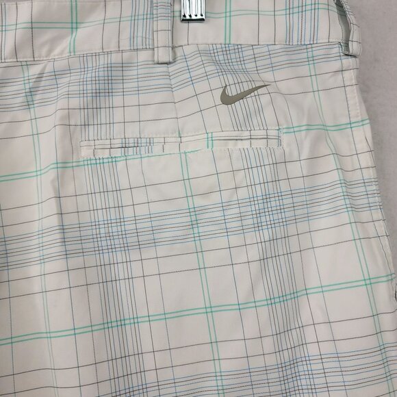 Nike Golf Plaid Performance Shorts Mens Sz 40 White Blue Gray Green Lightweight - Picture 4 of 10